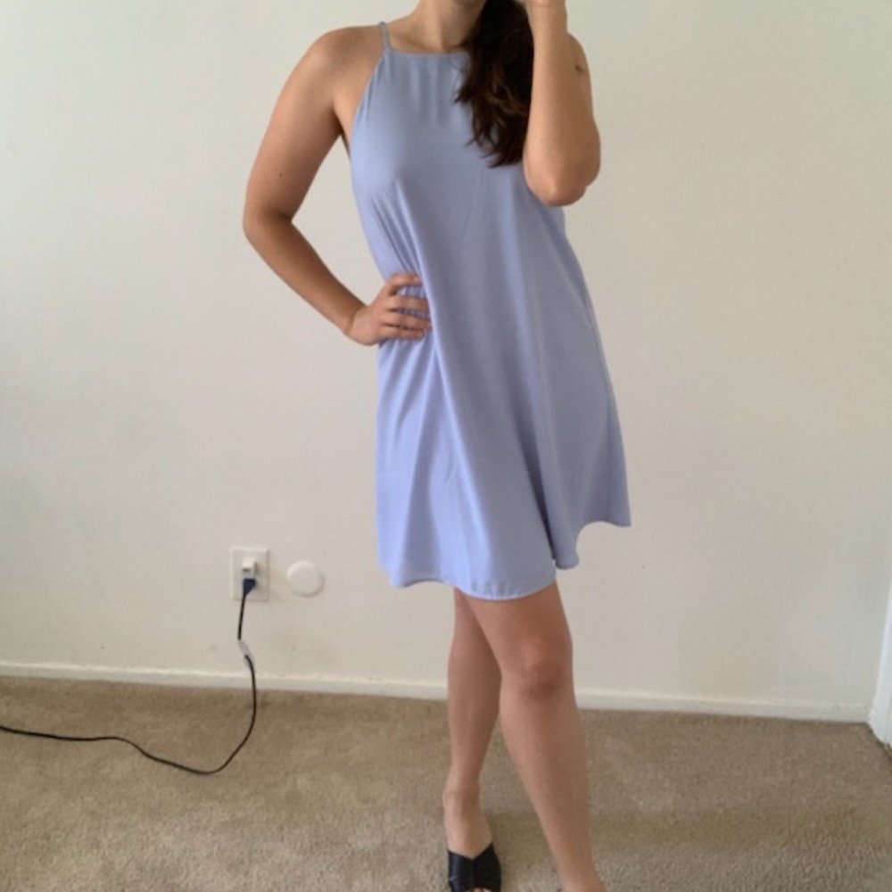 Blue High neck Dress